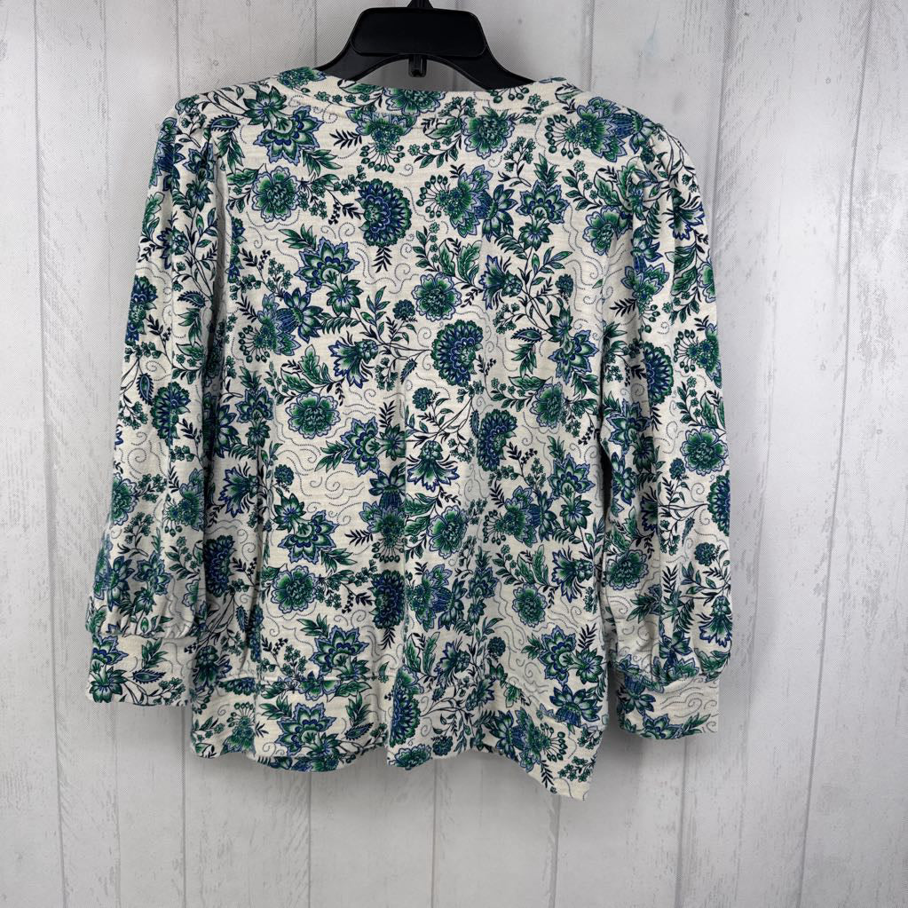 L flo print 3/4 slv top