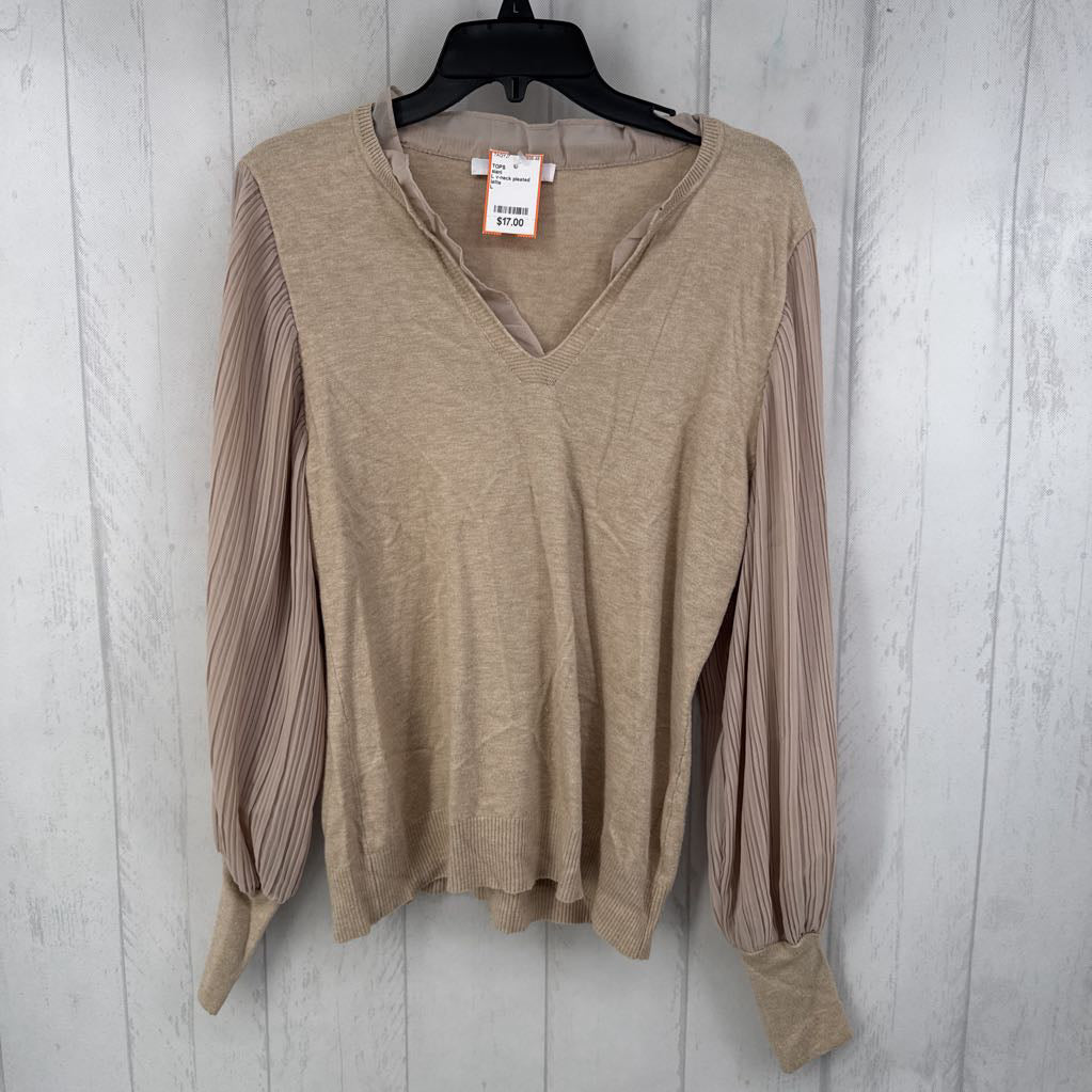 L v-neck pleated slv top