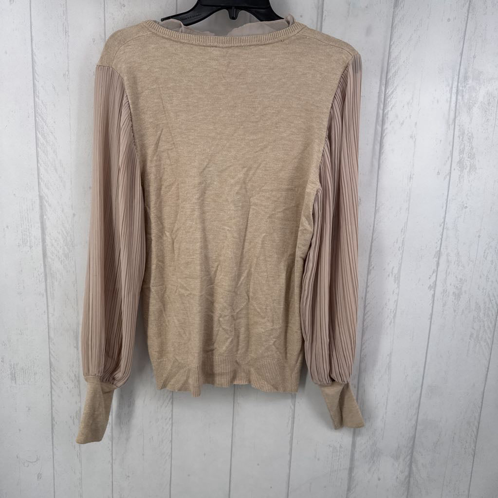 L v-neck pleated slv top