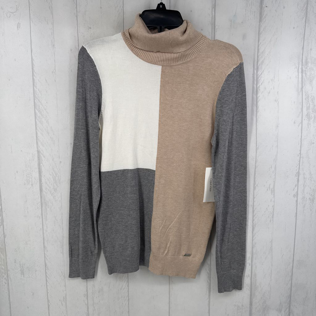 S colorblock t-neck knit top