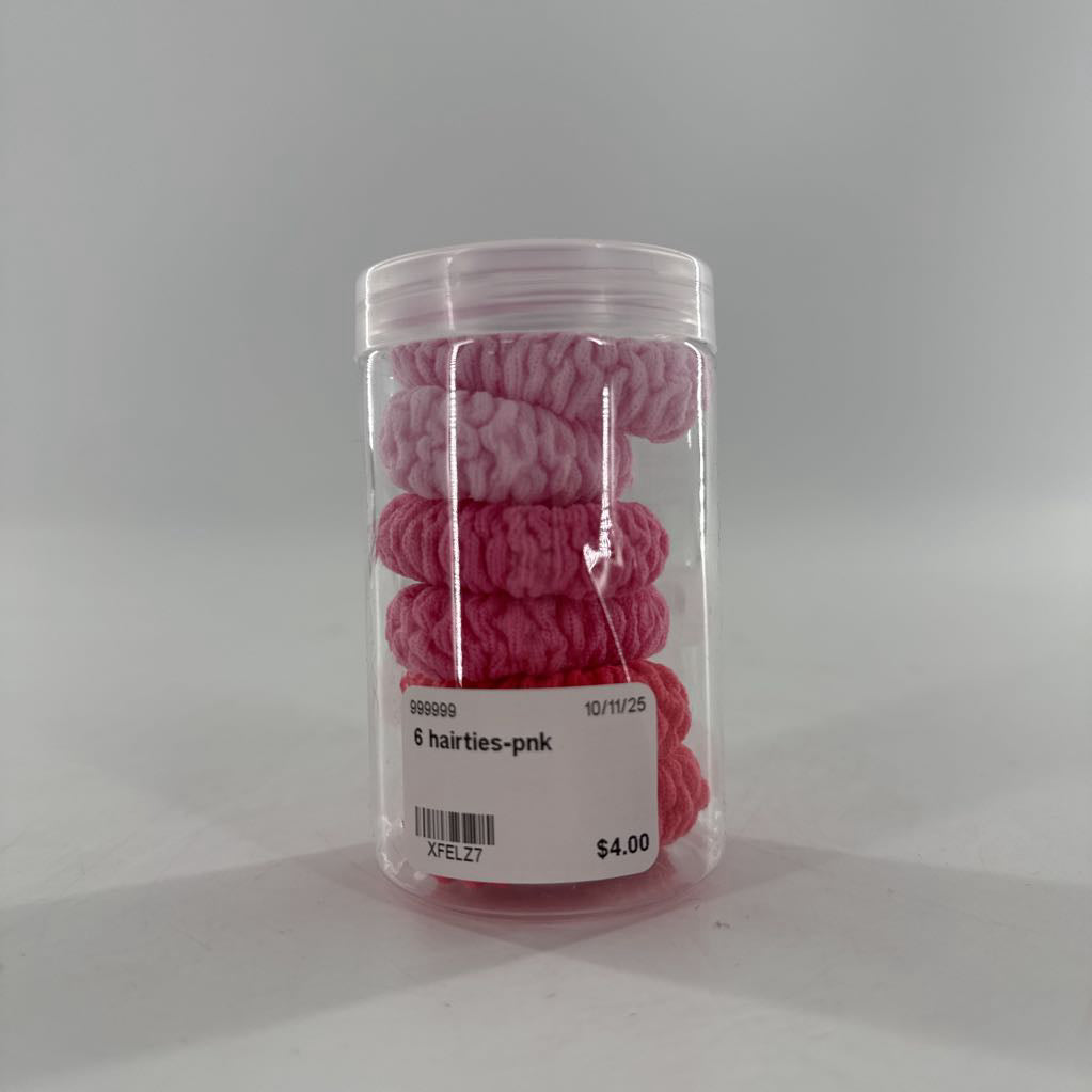 6 hairties-pnk