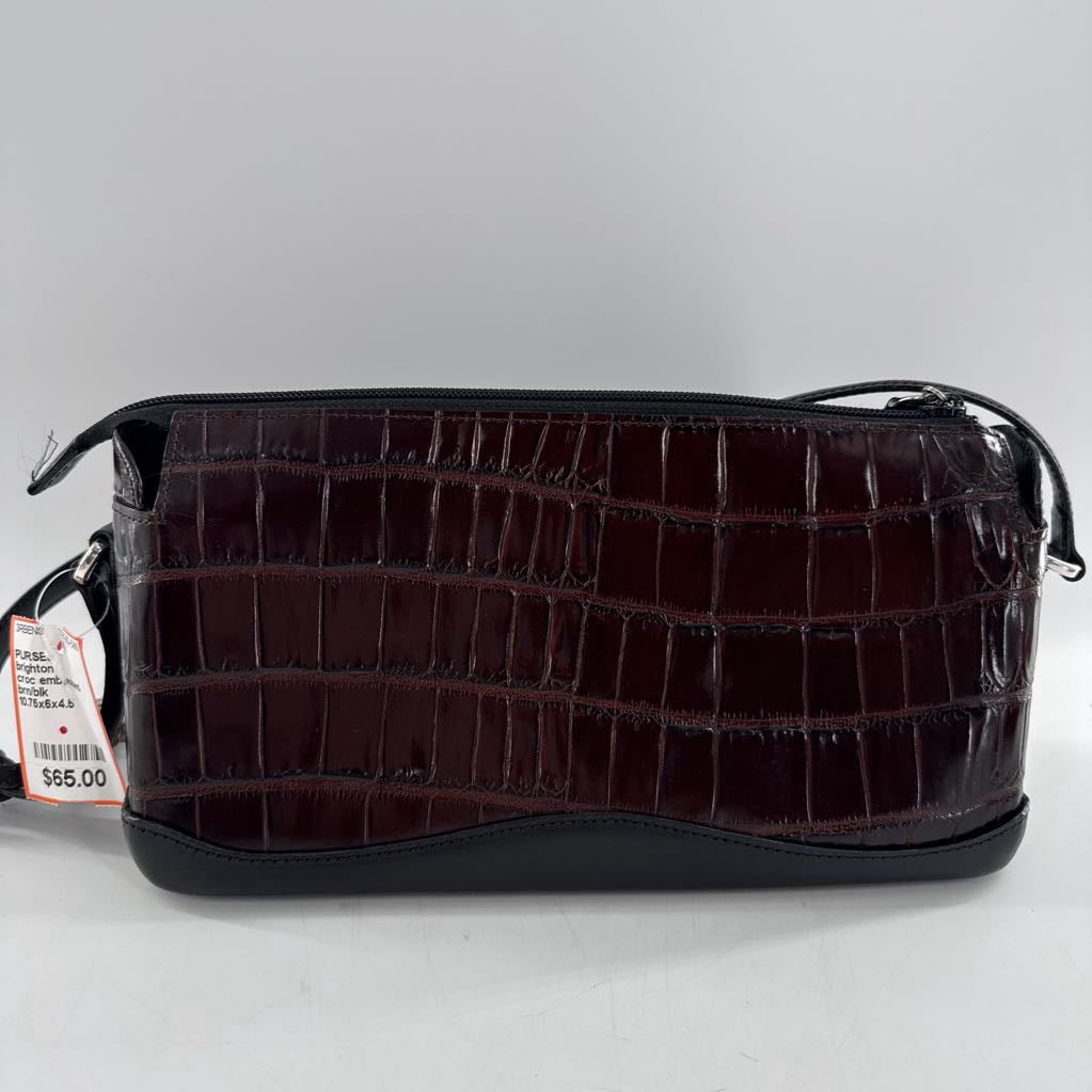 croc embossed shoulder bag