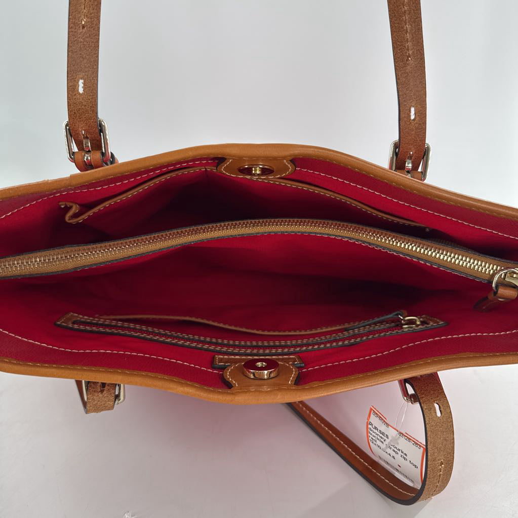 buckle strap zip top tote