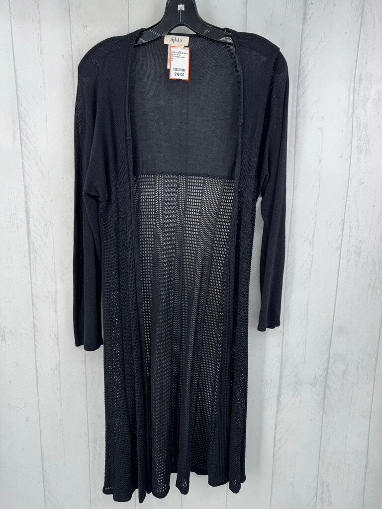 M crochet open-front long cardi