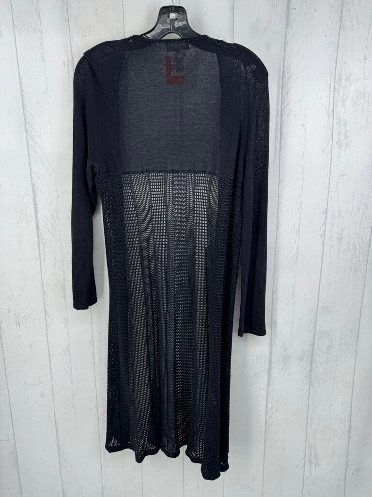 M crochet open-front long cardi