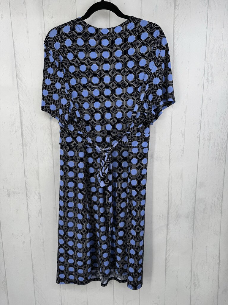 2X printed scoop neck s/s dress