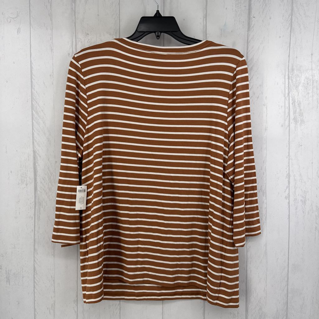 XL striped v-neck 3/4 slv tee