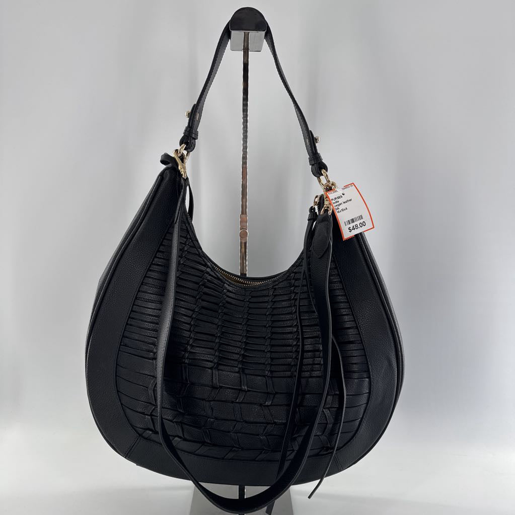 vegan leather woven hobo bag