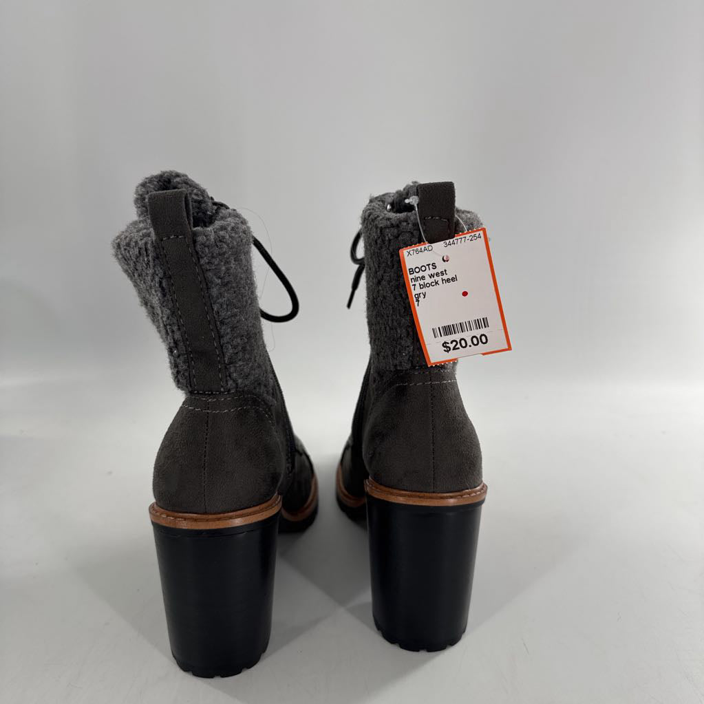 7 block heel combat booties