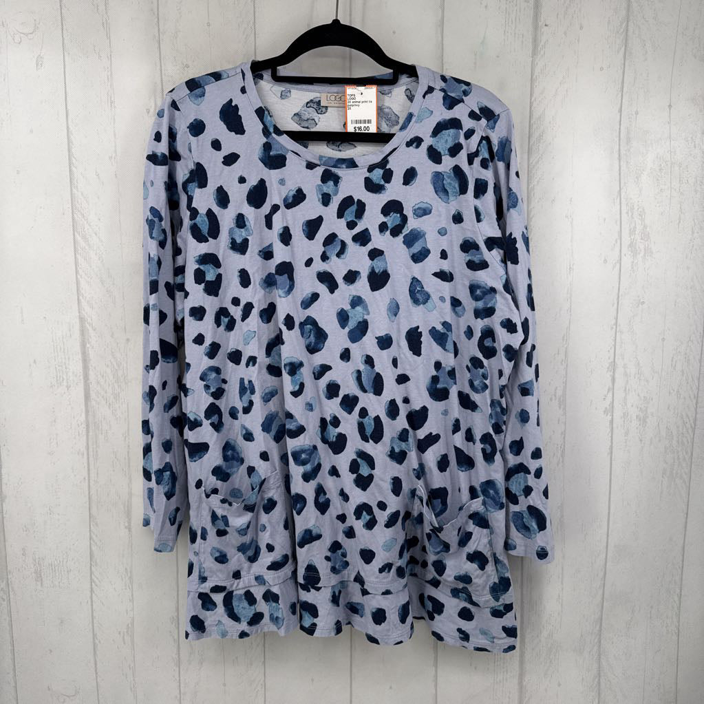 2X animal print l/s top