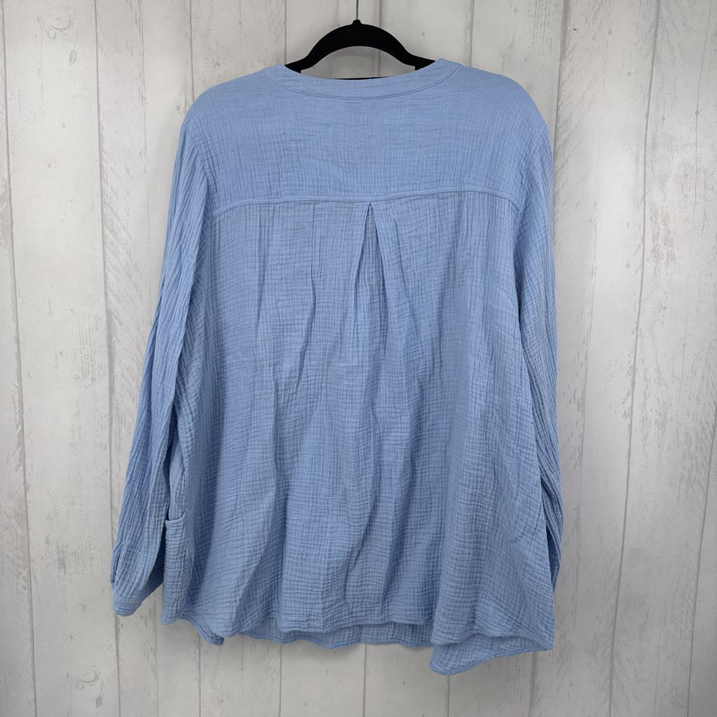 2X gauzy 1/2 button down l/s top