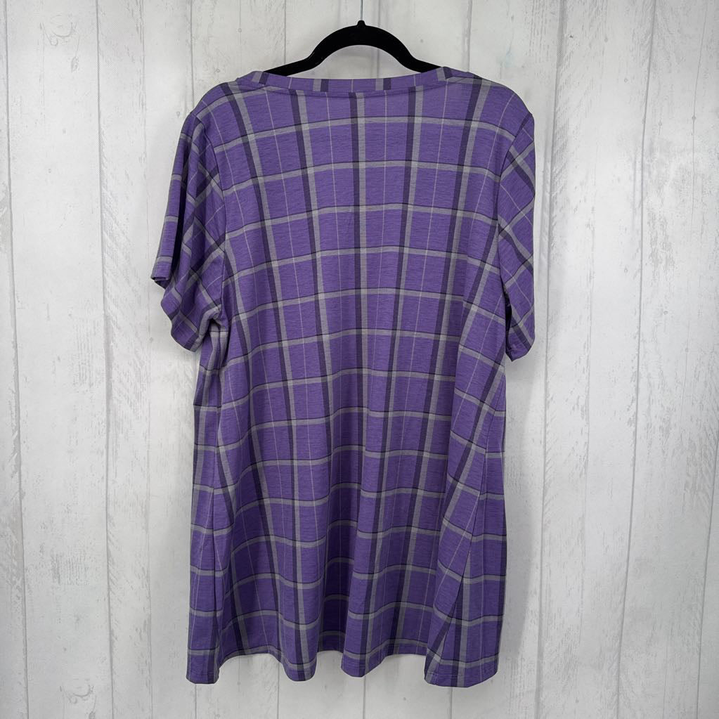2XL plaid v-neck s/s tee
