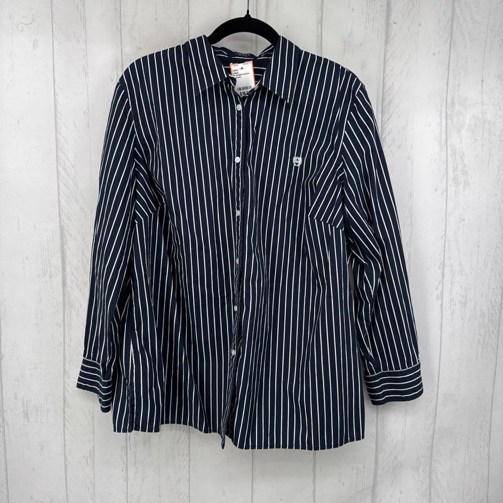 1X striped button down l/s top