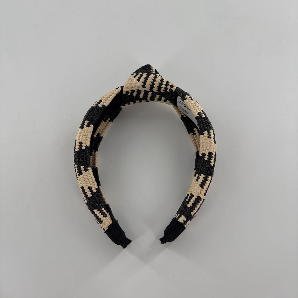 woven knot headband-blk/beige