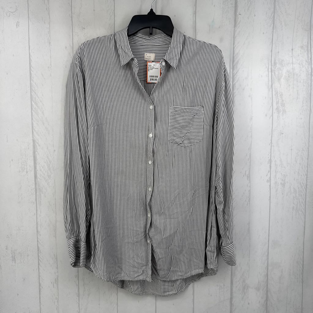 XL striped button down l/s top