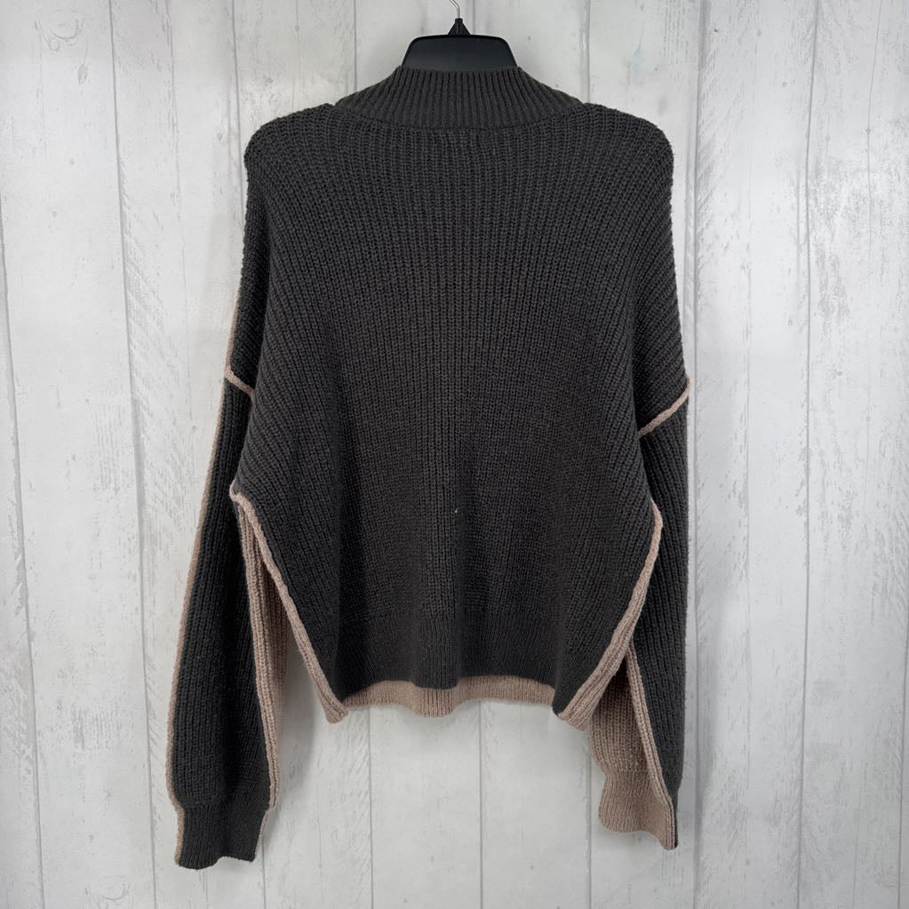 L colorblock mock-neck sweater