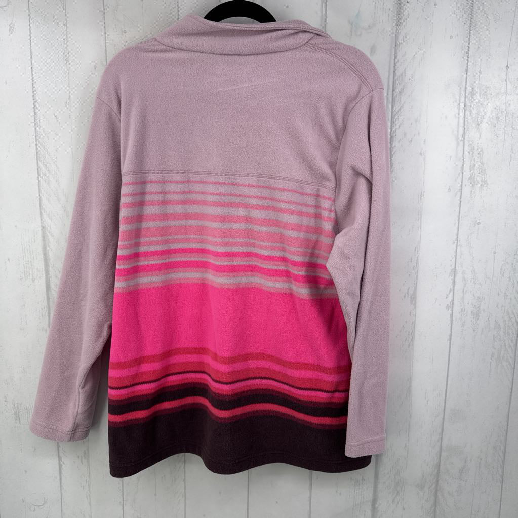 1X striped fleece pullover