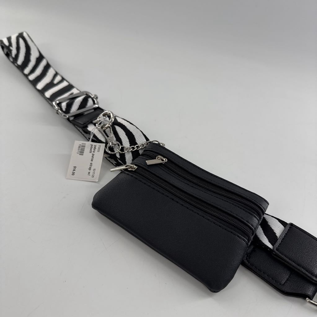 zebra purse strap w/ pouch