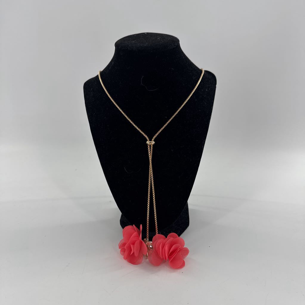 21" goldtone pearl cluster flower tassel necklace