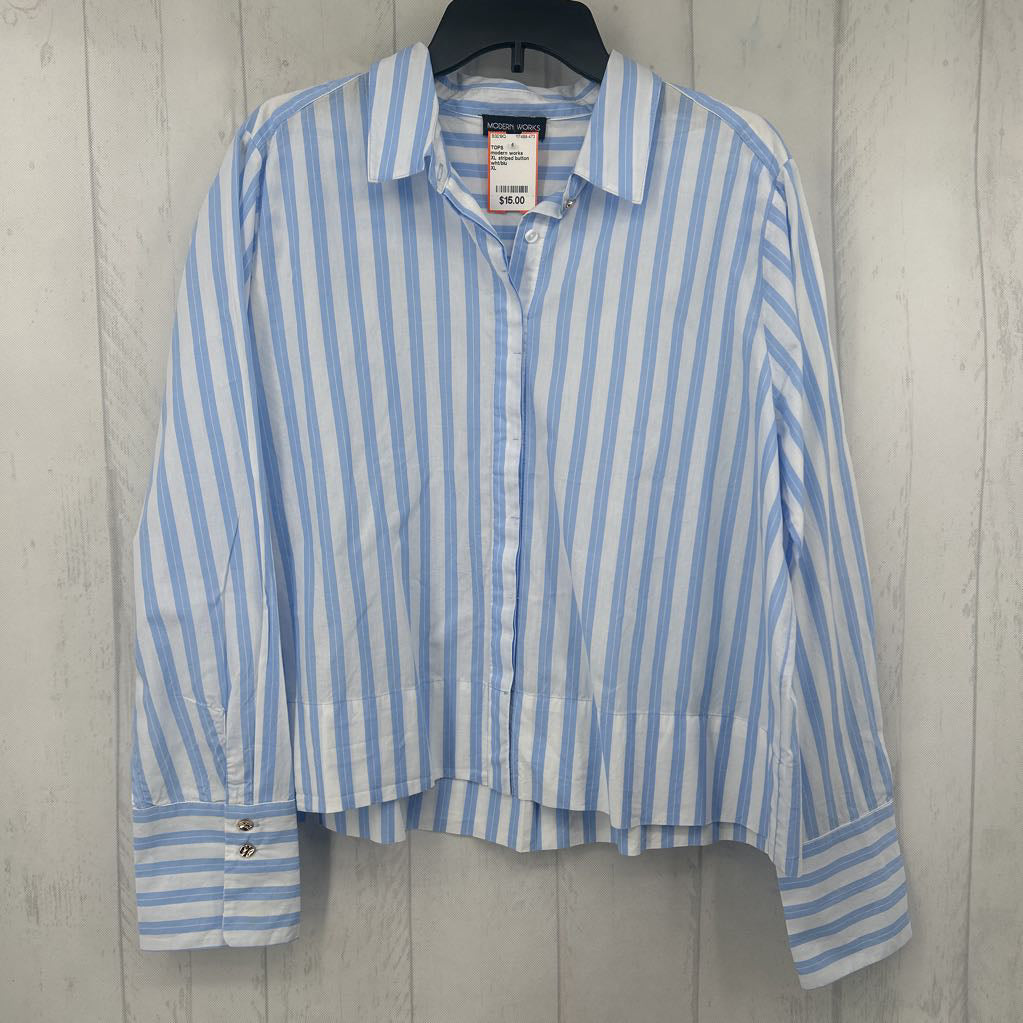 XL striped button down l/s top