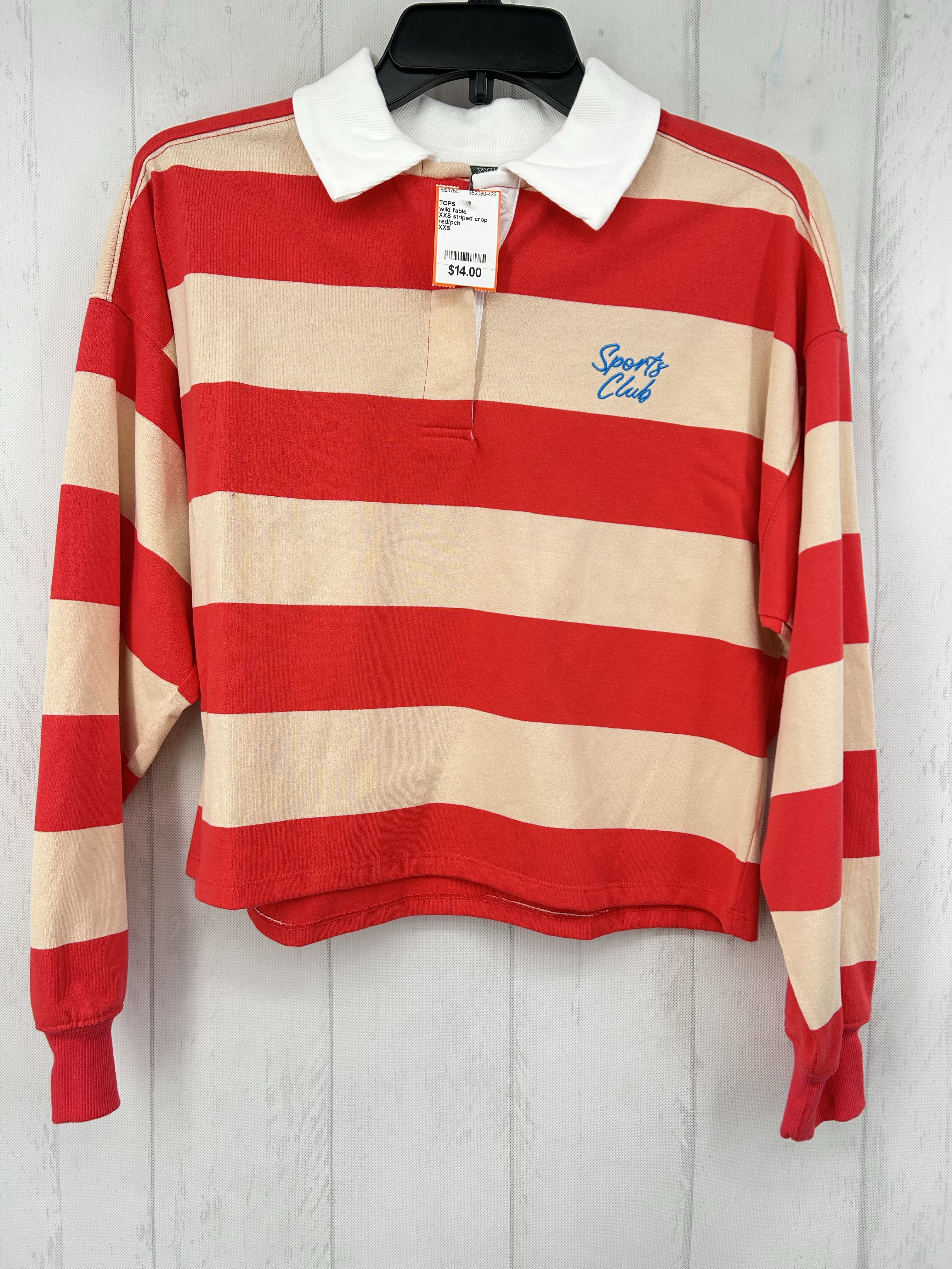 XXS striped crop l/s polo