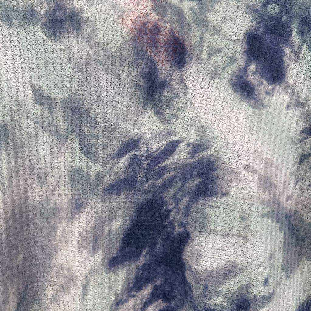 S waffle-knit tie-dye l/s top