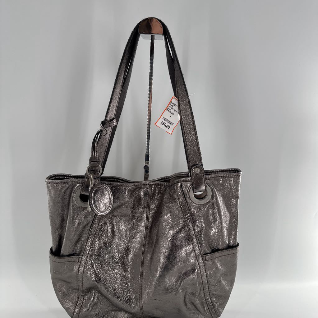 metallic open tote