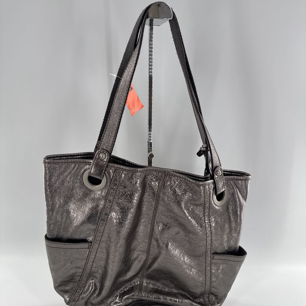 metallic open tote