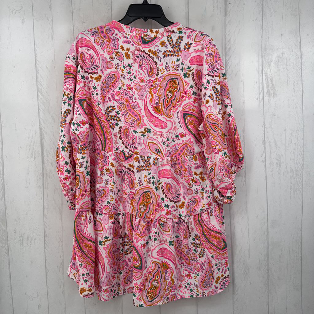 XL paisley print v-neck 3/4 slv top