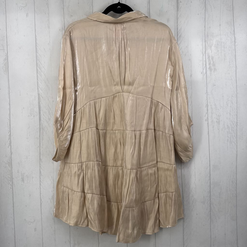 1XL shimmery button down 3/4 slv tunic