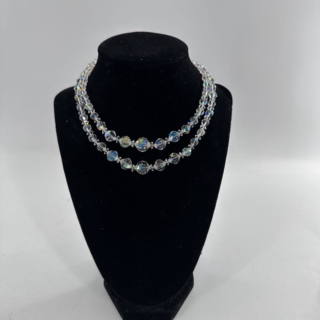 clear beaded necklace & bracelet set