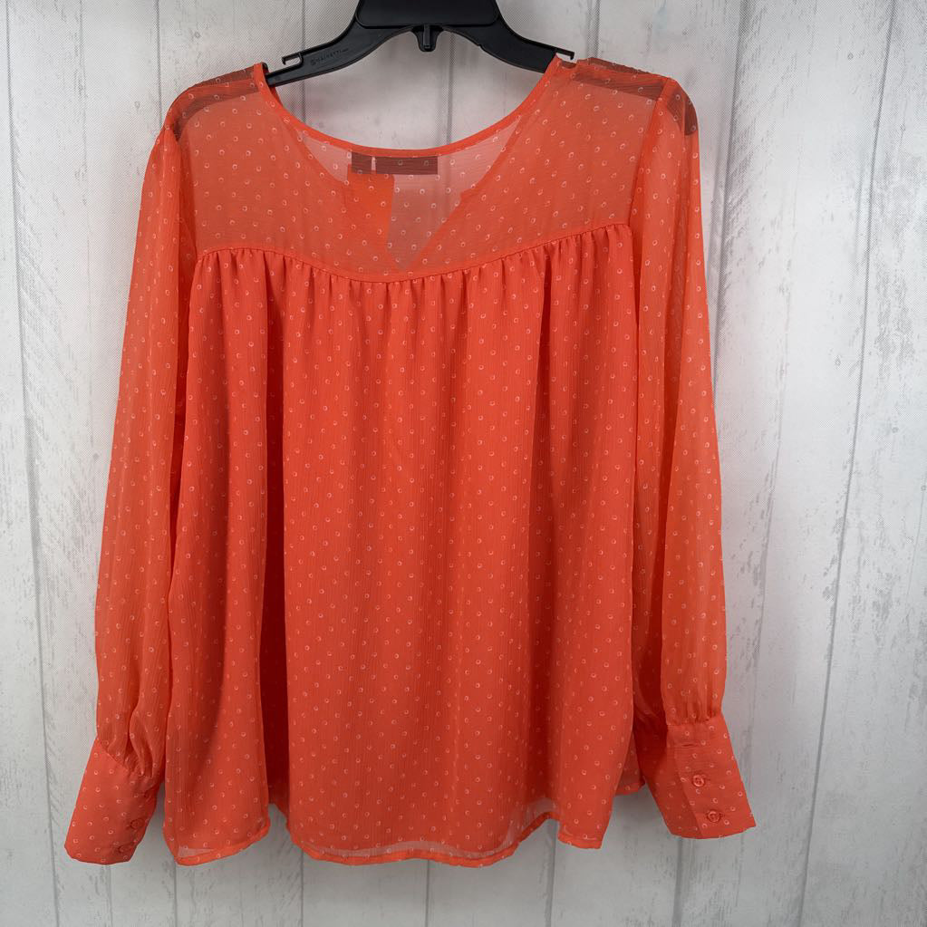 L l/s print sheer overlay top