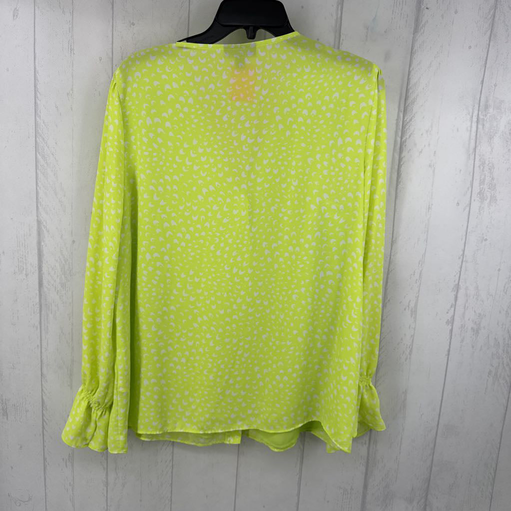 L l/s print button blouse