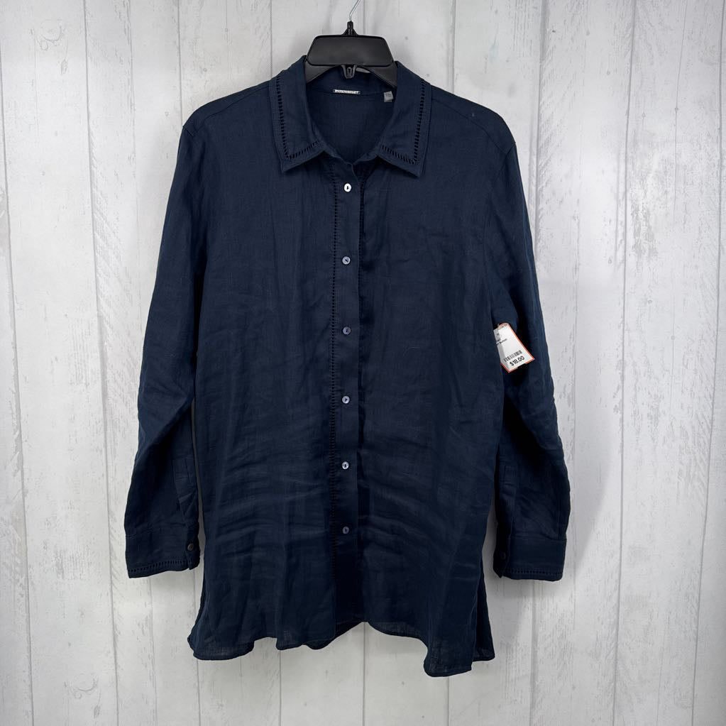 M linen button down l/s top