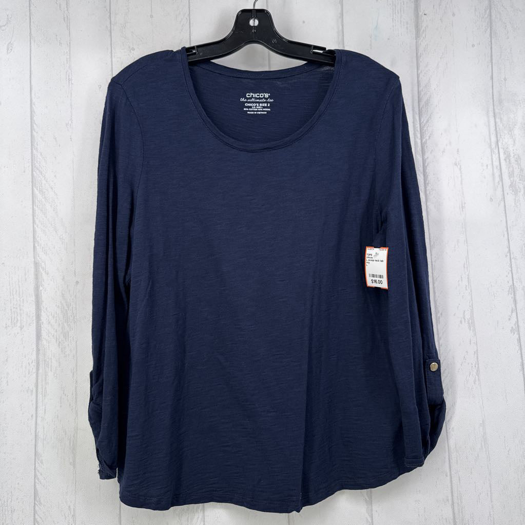 L scoop neck tab slv tee