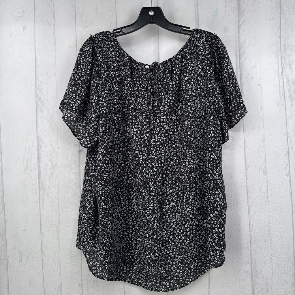XL flo print tie-back s/s top