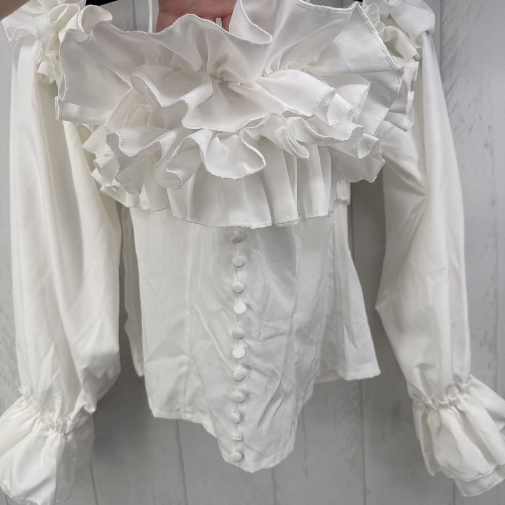 12 ruffle hem off-the-shoulder l/s top