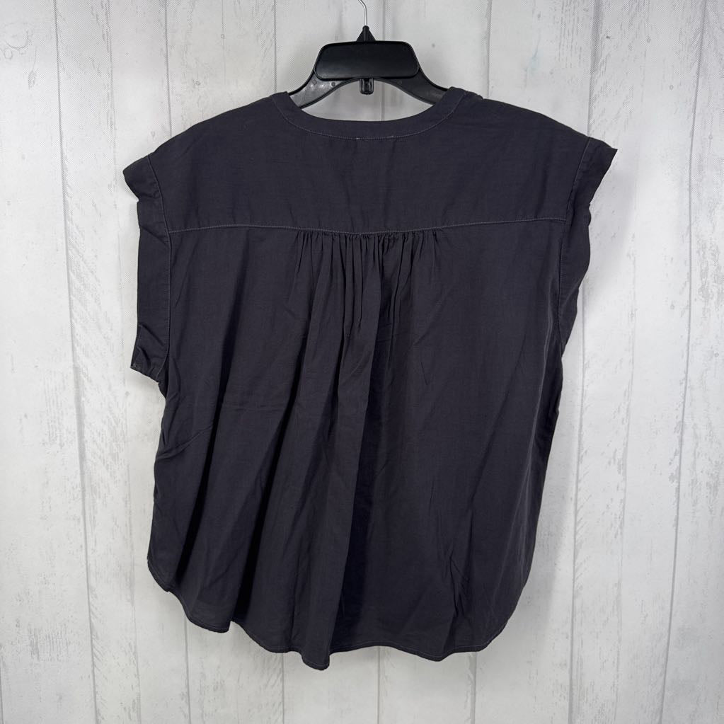 L smocked button down s/s top