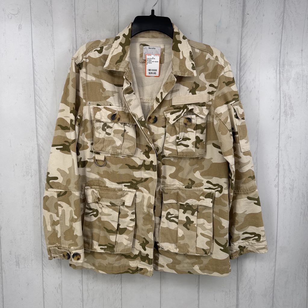 S camo print denim jacket