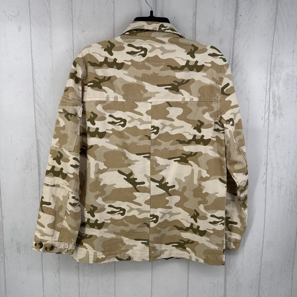 S camo print denim jacket