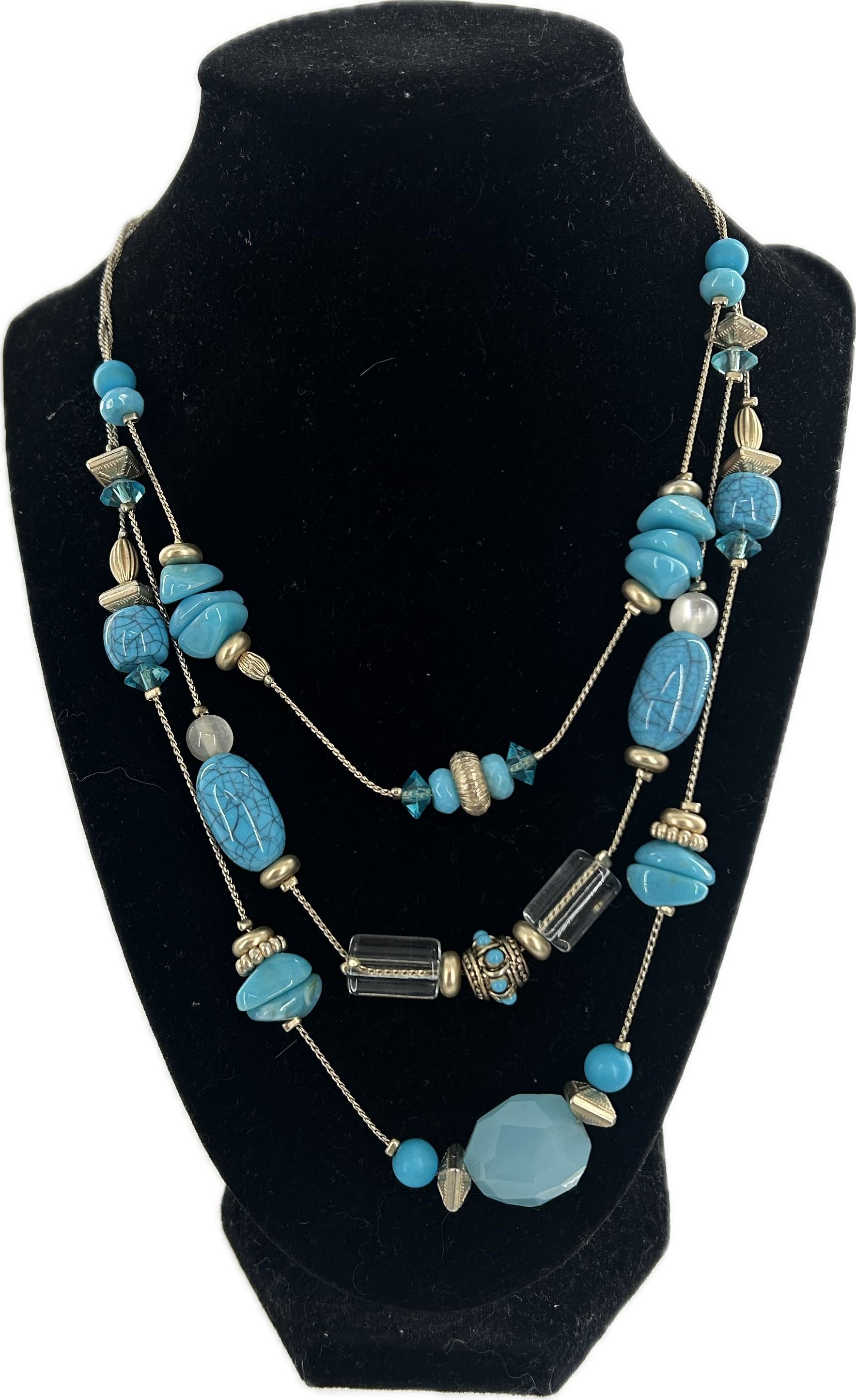 12" multi-strand blue stone necklace
