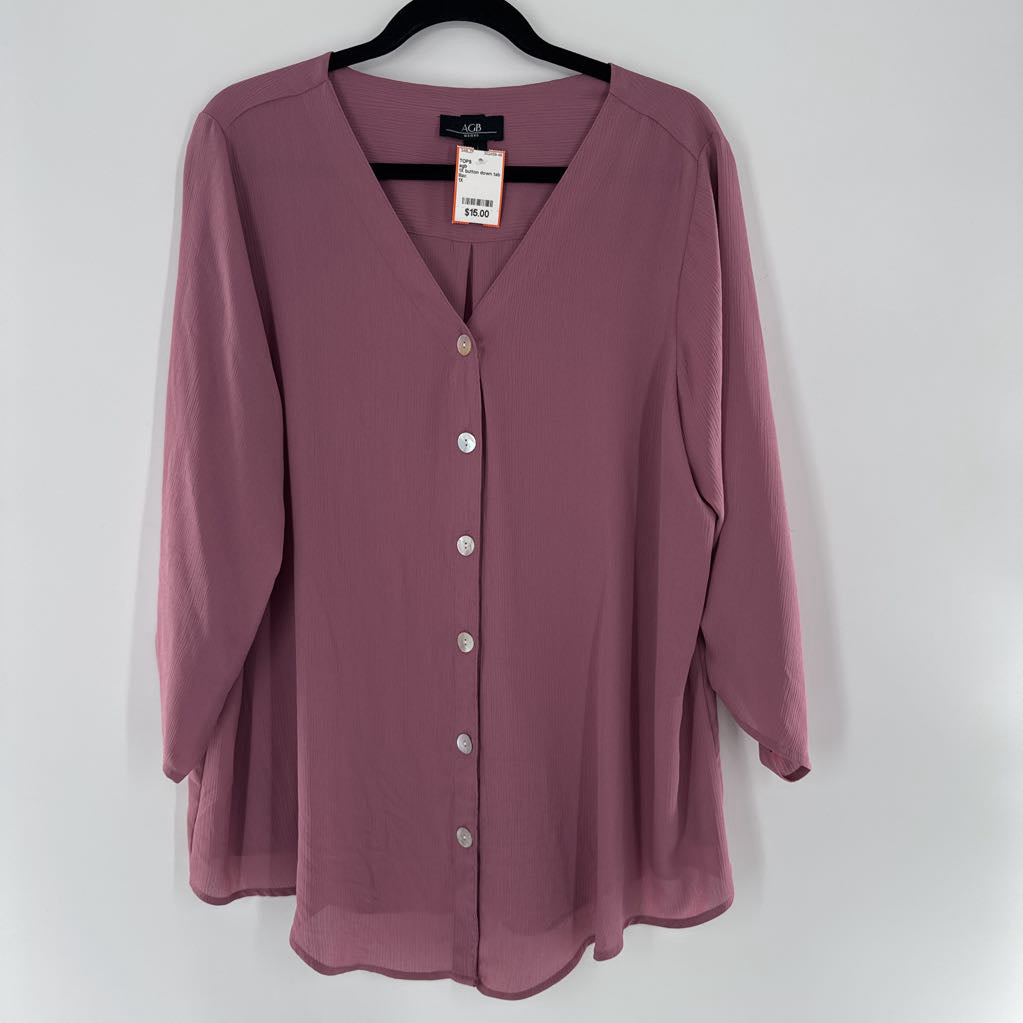 1X button down tab slv top