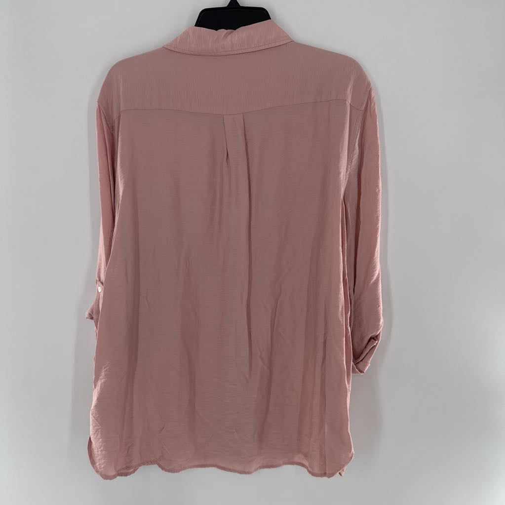 XL button down tab slv top