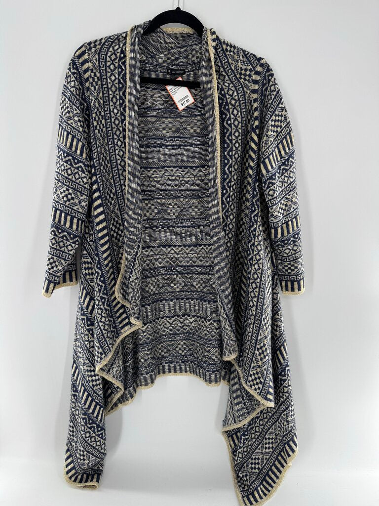 L mixed pattern flowy 3/4 slv cardi