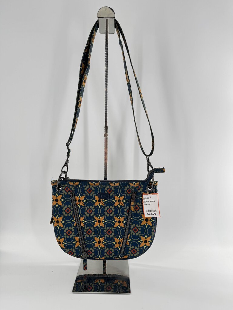 floral zip around crossbody