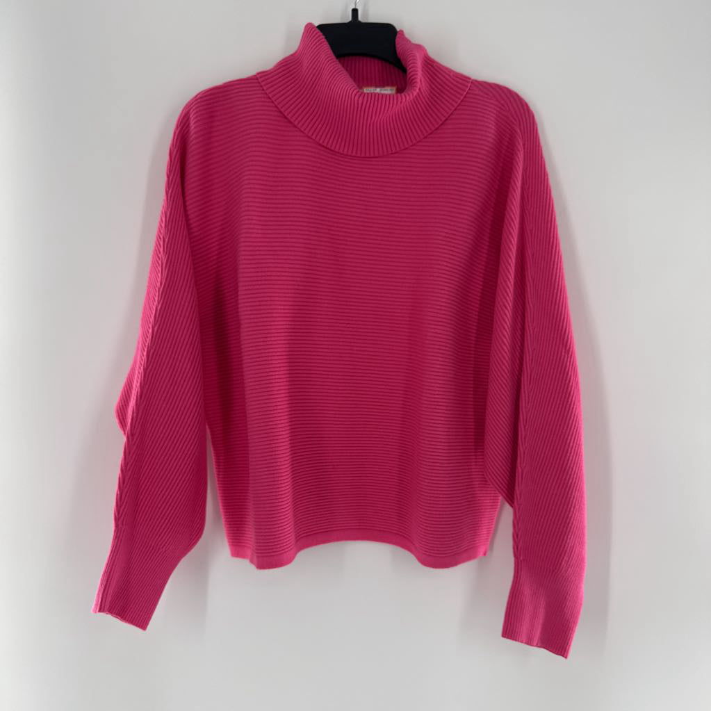 L ribbed cowl neck l/s top