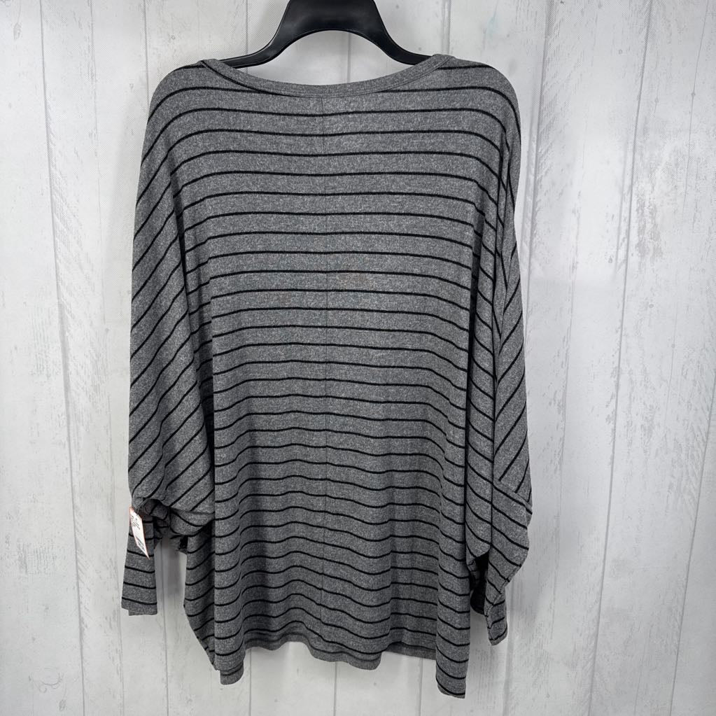 2X striped drop shoulder l/s top