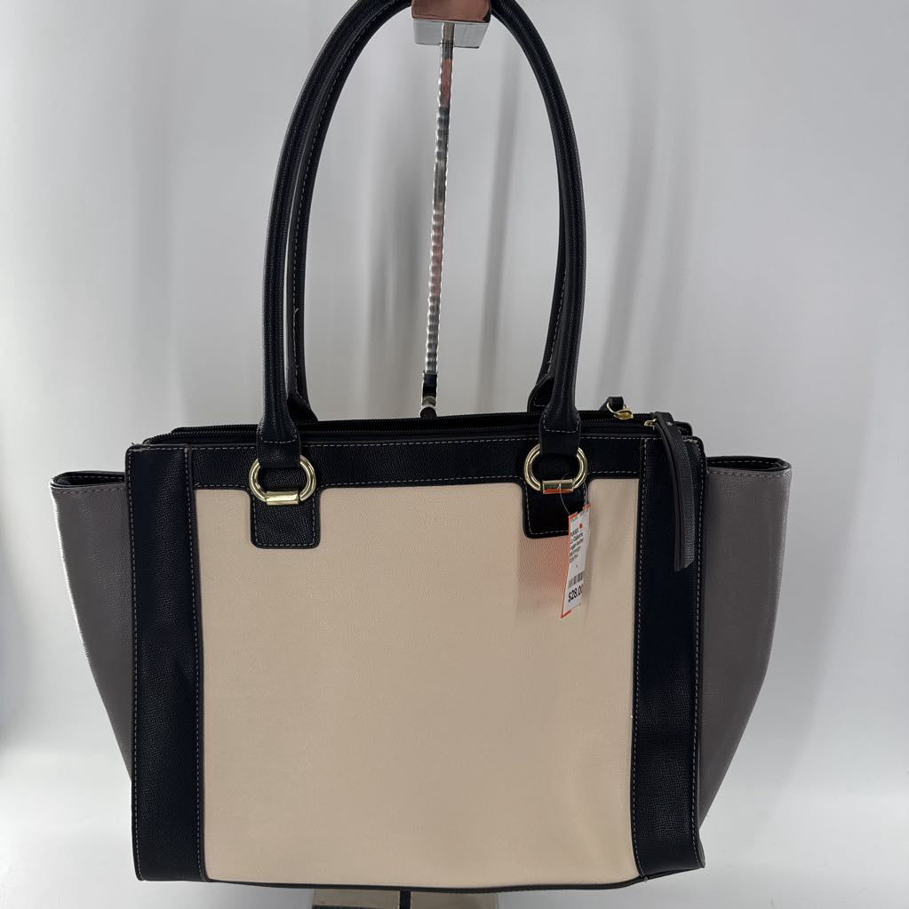 vegan leather colorblock satchel