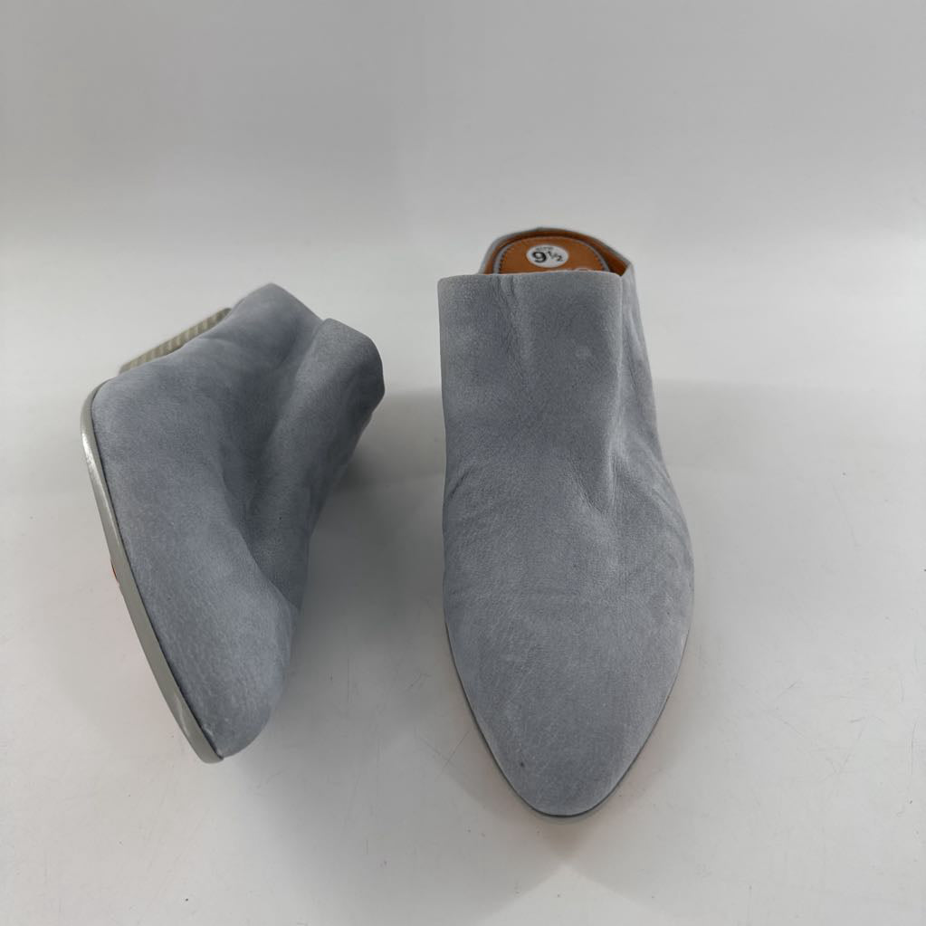 9.5 suede block heel mules