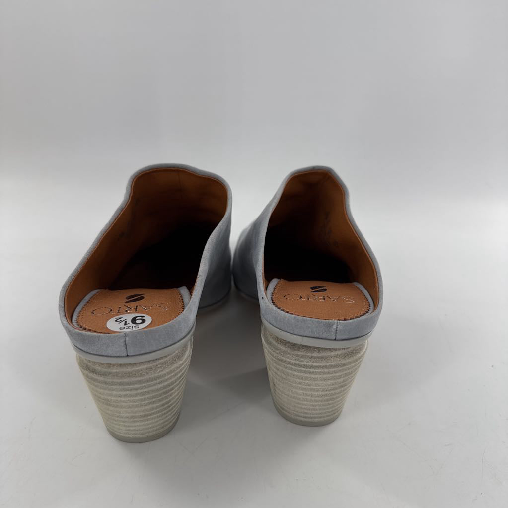 9.5 suede block heel mules